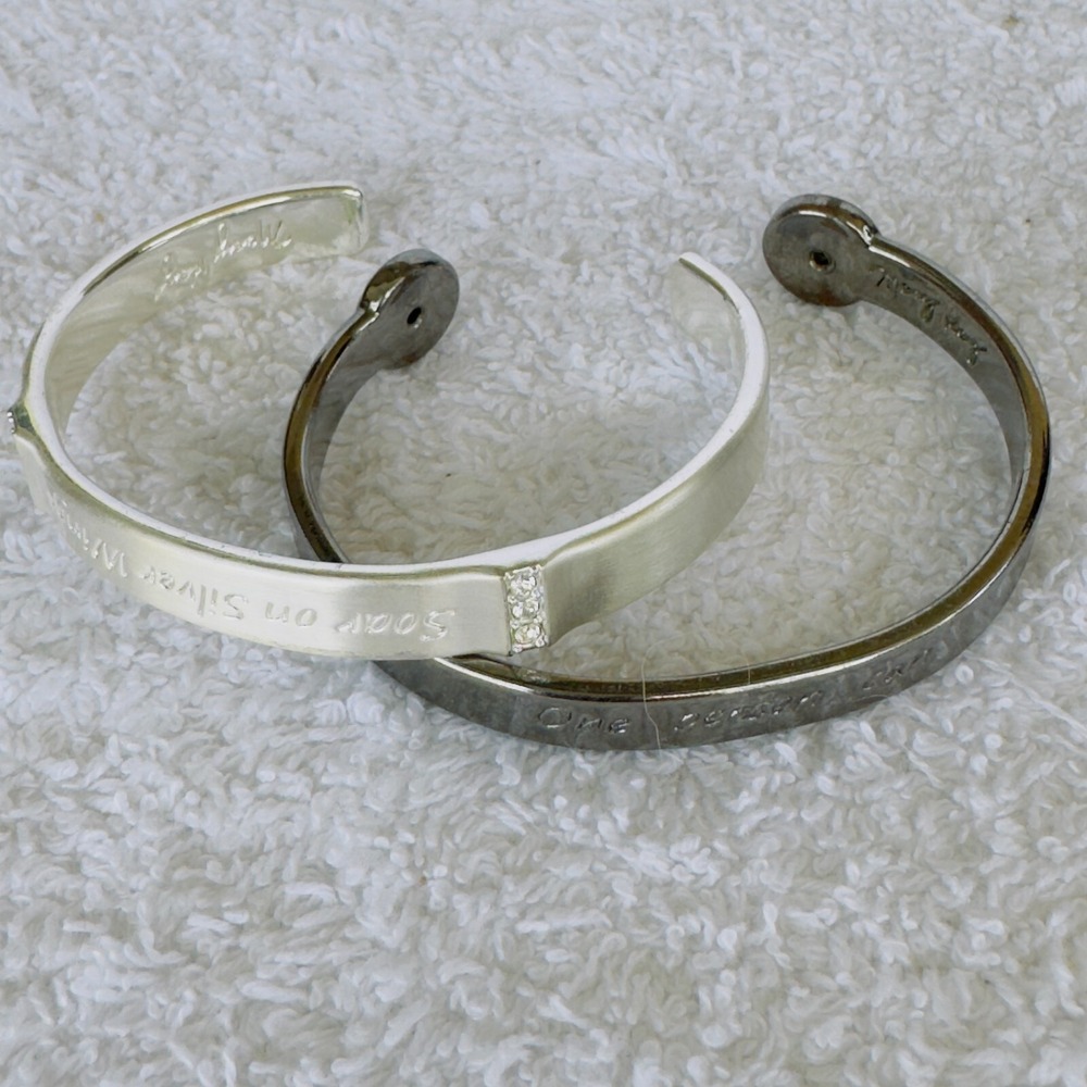 2 Mary Kay Matte Silver Tone Soar On Silver Wings & One Can Cuff Bracelet